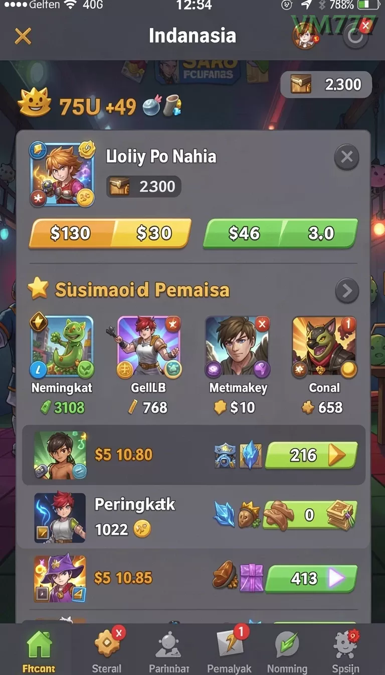 Cuplikan layar UT77 — halaman utama